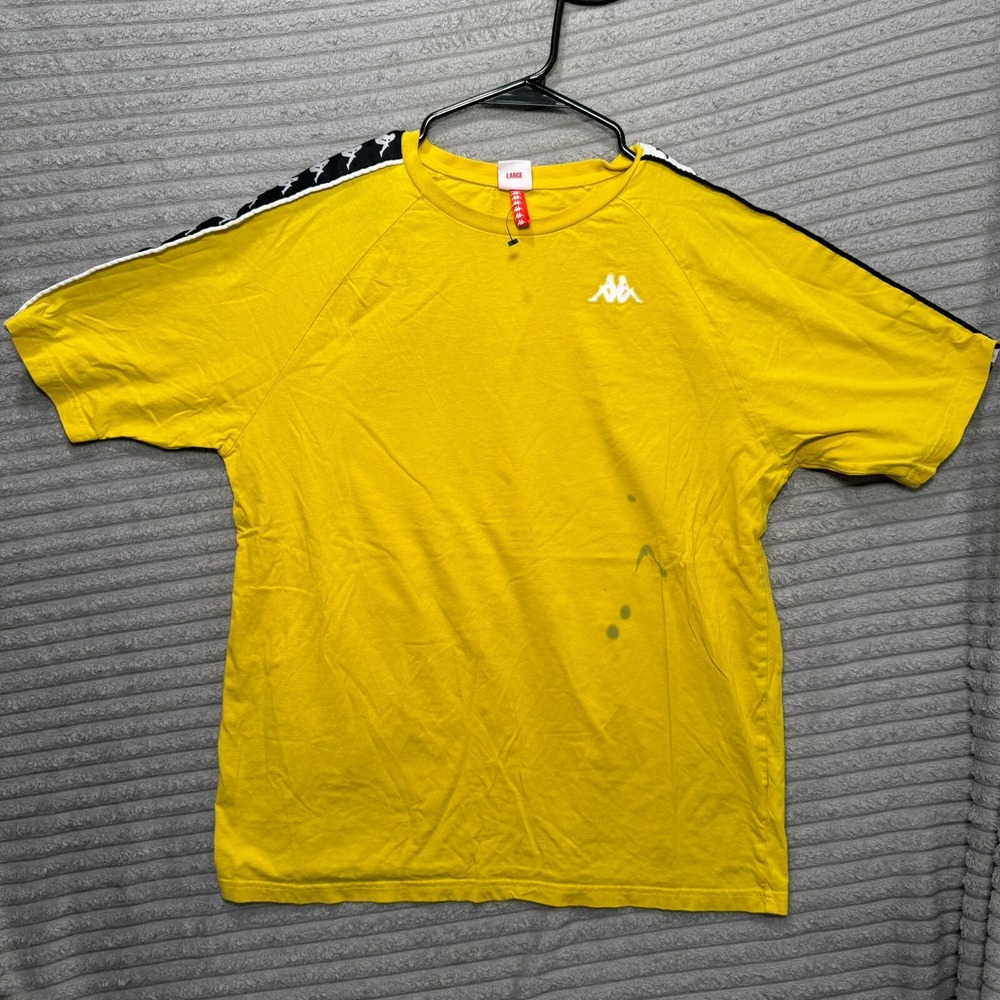 Kappa Shirt Adult Large Yellow Logo All Over Sleeve Print Logo Graphicā Casual